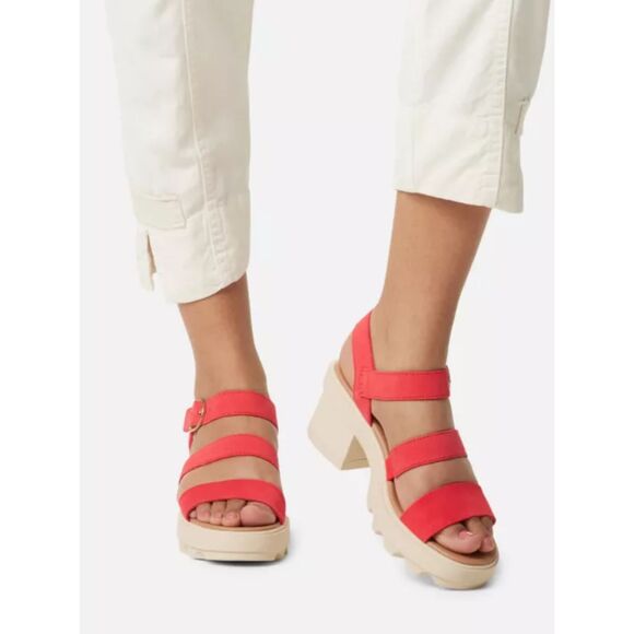 SOREL Red Glo Joanie Heel Ankle Strap Platform Sandals Women's 9.5 NIB - Picture 13 of 14